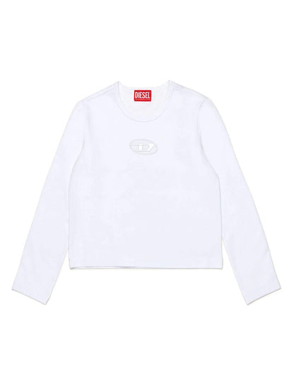 Diesel T-shirt manica lunga con logo iconico bianco