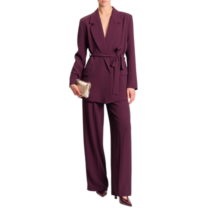 Vicolo pantaloni palazzo in tessuto fluido color prugna