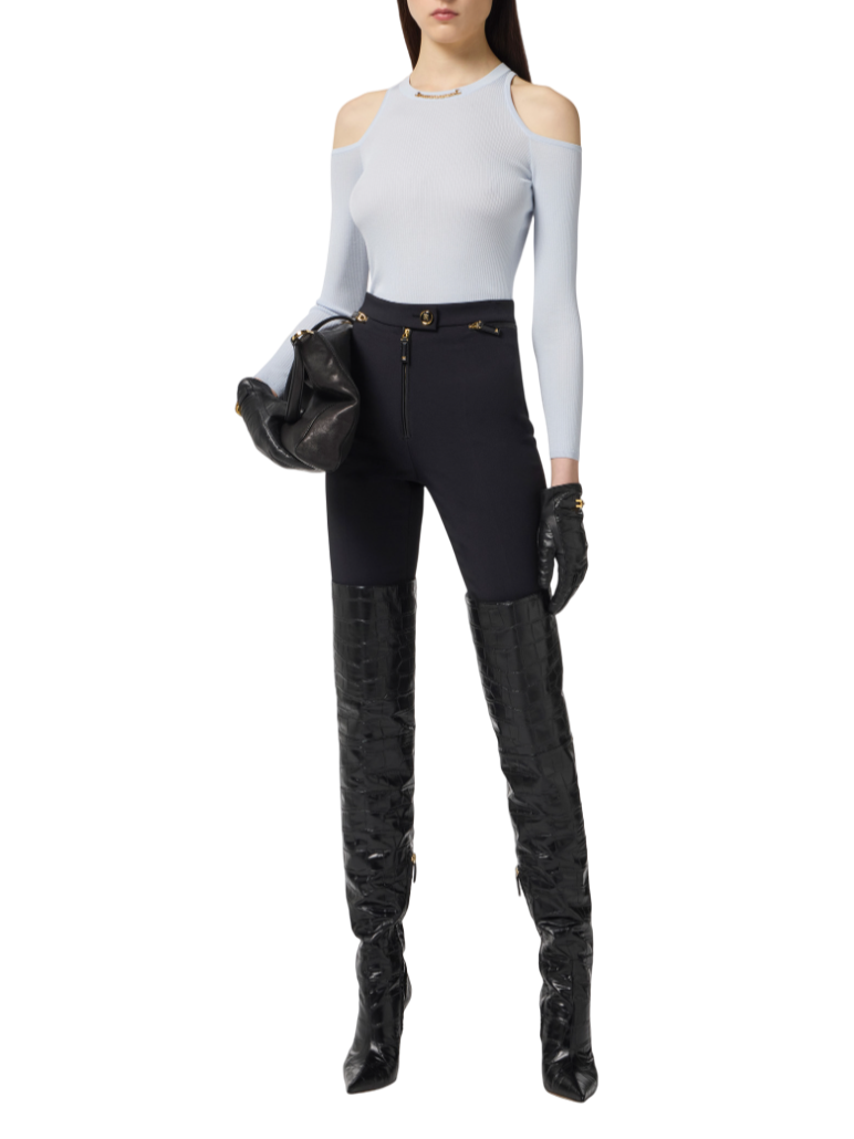 Elisabetta Franchi pantaloni slim in crepe nero