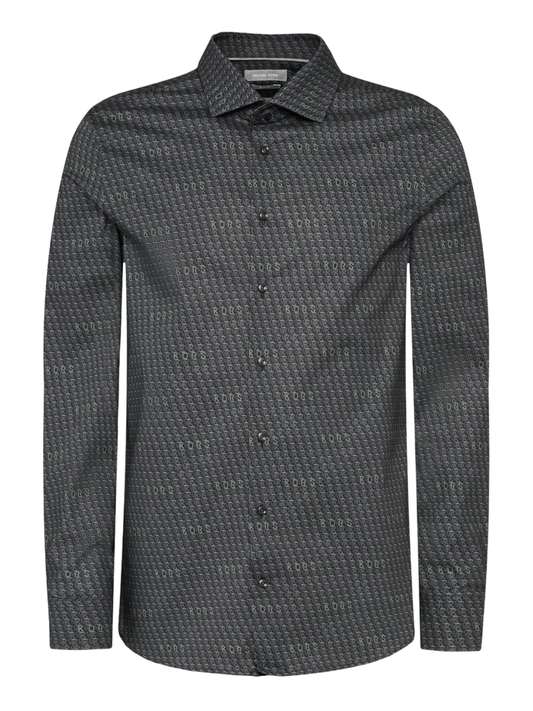 Michael Kors camicia manica lunga slim in fantasia nero verde