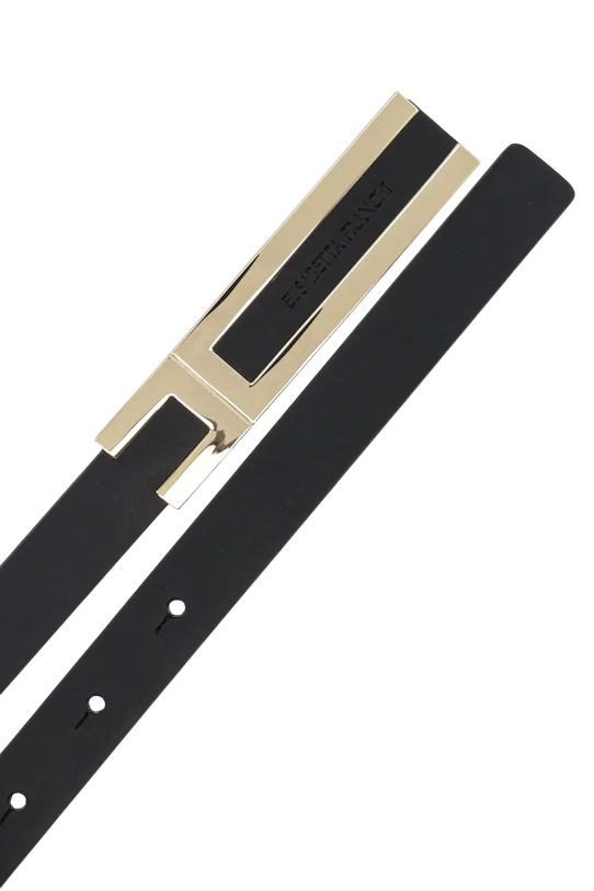 Elisabetta Franchi cintura in ecopelle con logo nero oro
