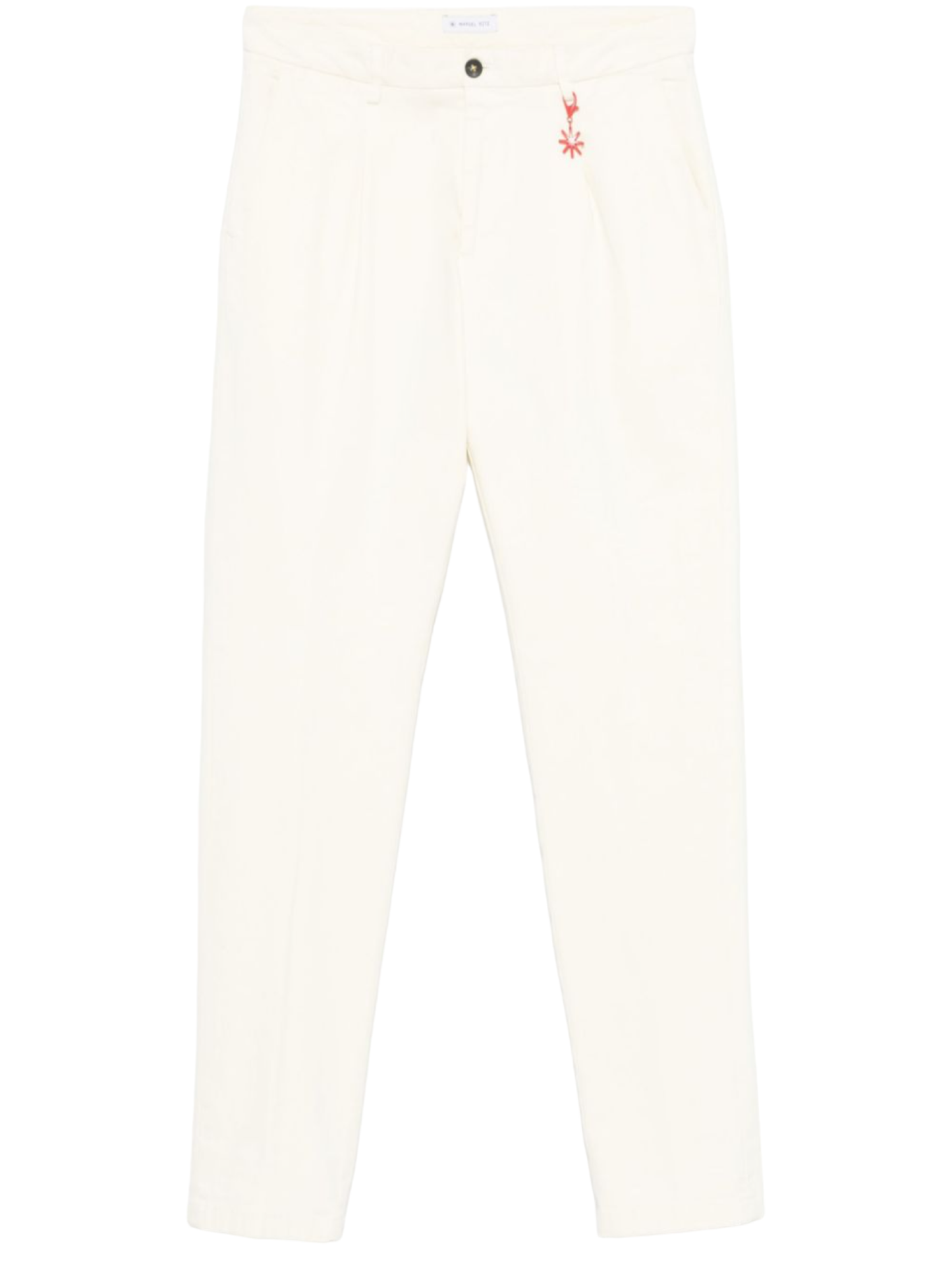 Manuel Ritz pantaloni chino in twill con pinces panna