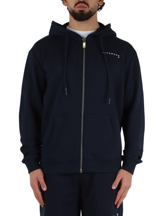 John Richmond felpa con zip e cappuccio Chioselia nero