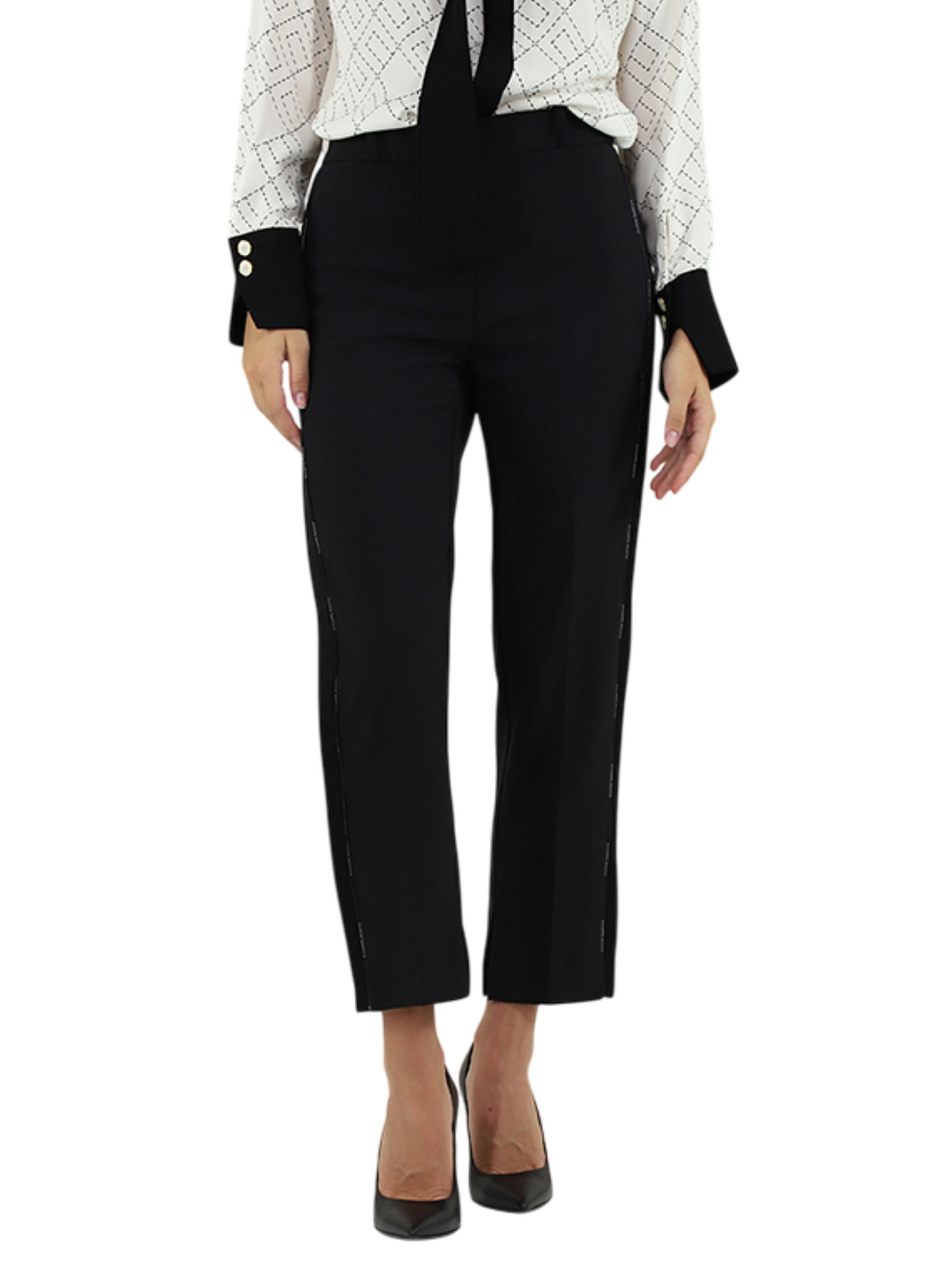 Elisabetta Franchi pantaloni slim con dettagli satin nero