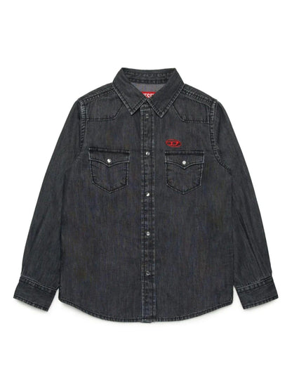 Diesel camicia in denim con tasche lavaggio nero