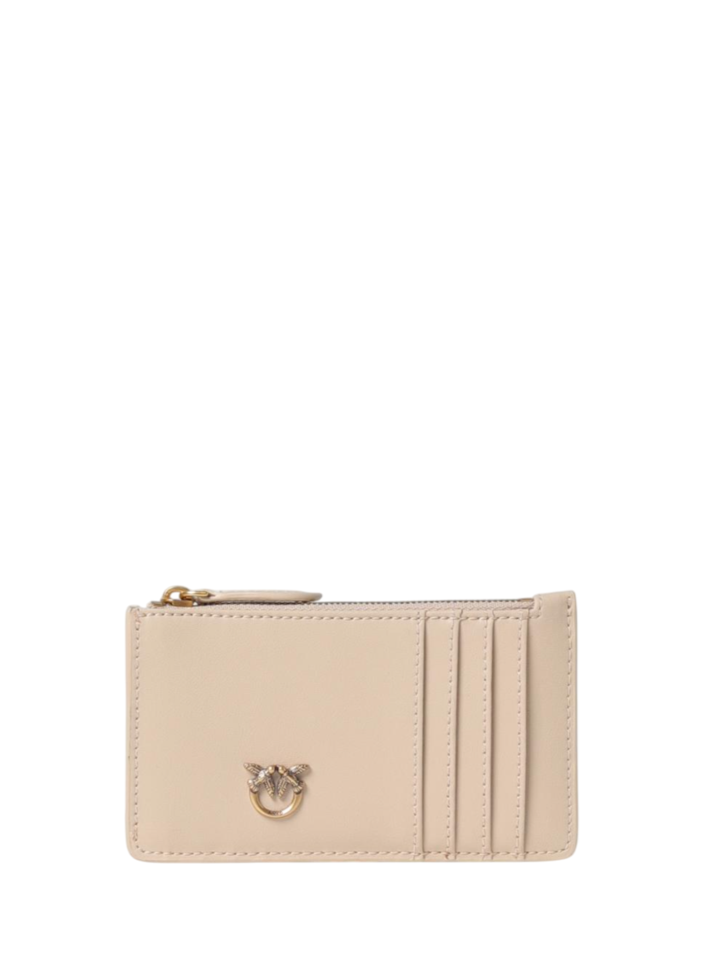 Pinko portacarte Airone in pelle beige oro
