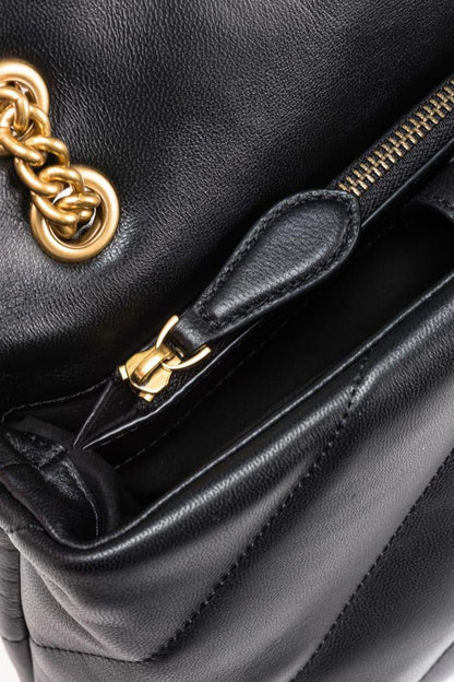 Pinko borsa Love Bag Puff Classic in pelle trapuntata nero oro