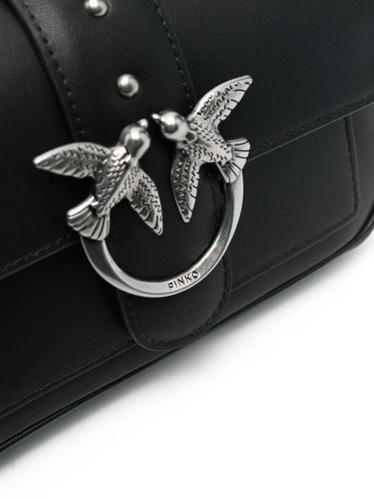 Pinko borsa a tracolla Love One Pocket in pelle con borchie nero argento