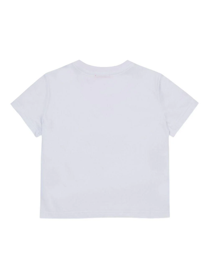 Diesel T-shirt manica corta con logo paillettes bianco
