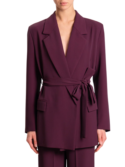 Vicolo giacca blazer con cintura color prugna