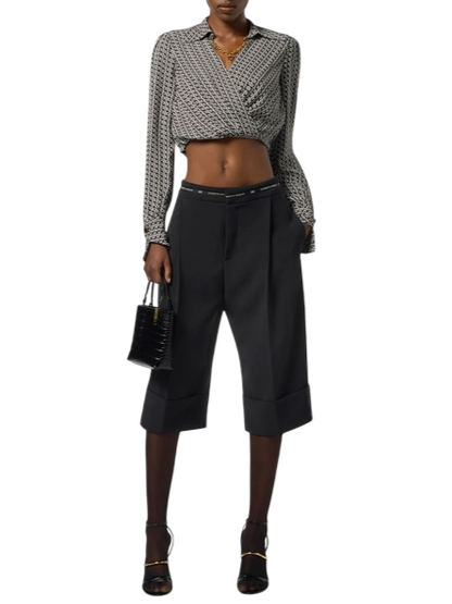 Elisabetta Franchi bermuda in crepe con nastro logato nero