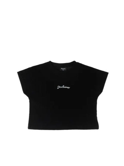 Disclaimer T-shirt crop manica corta con logo nero