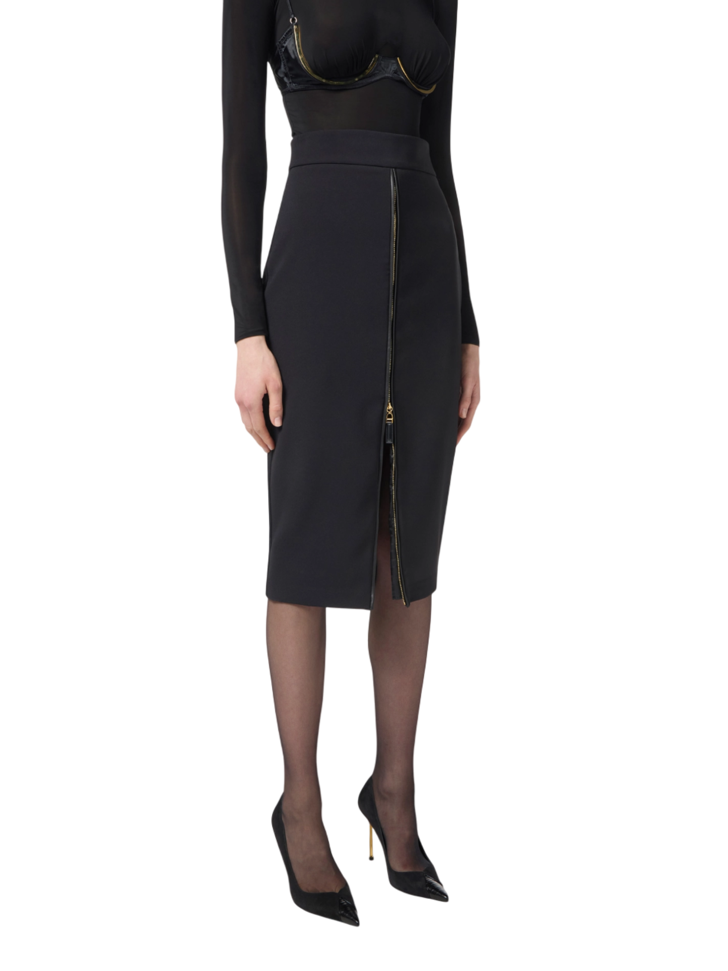 Elisabetta Franchi gonna longuette con zip nero