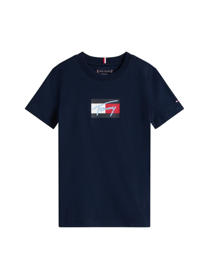 Tommy Hilfiger T-shirt manica corta con bandierina iconica blu