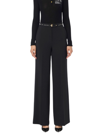 Elisabetta Franchi pantaloni palazzo in crepe nero