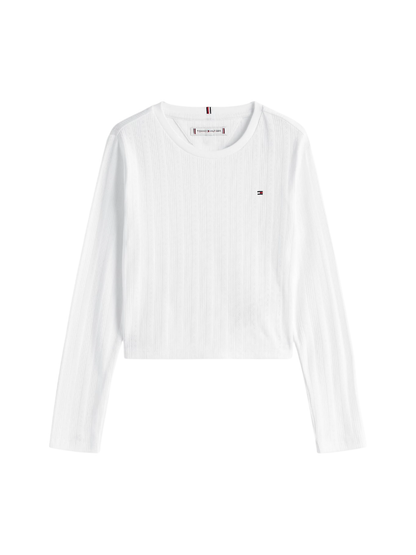 Tommy Hilfiger T-shirt con motivo pointelle bianco