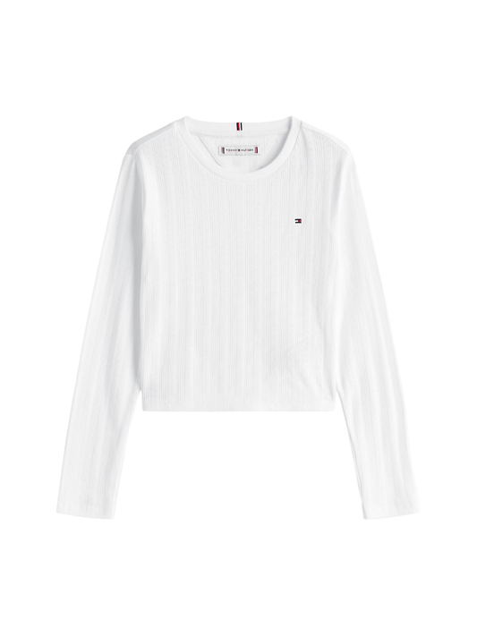 Tommy Hilfiger T-shirt con motivo pointelle bianco