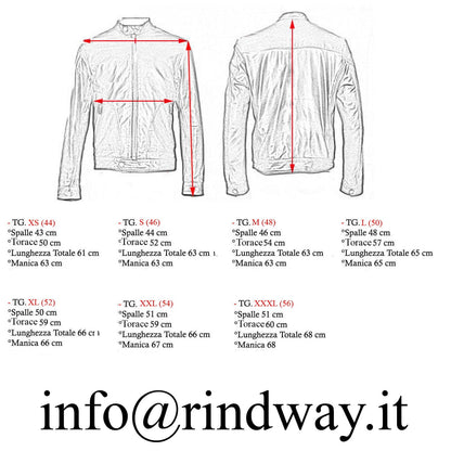 Giacca Biker In Vera Pelle Marrone Uomo Slim Quattro Tasche Rindway