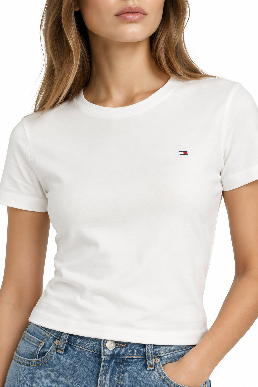 TOMMY HILFIGER T-SHIRT MANICHE CORTE DONNA BIANCO